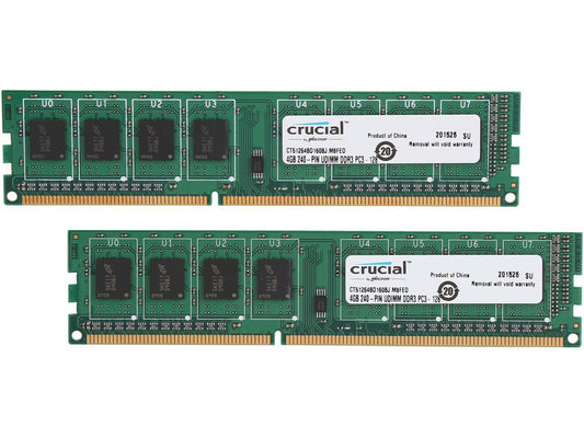 Crucial 8GB (2 x 4GB) 240-Pin DDR3 SDRAM DDR3L 1600 (PC3L 12800) High Density Desktop Memory Model CT2K51264BD160BJ