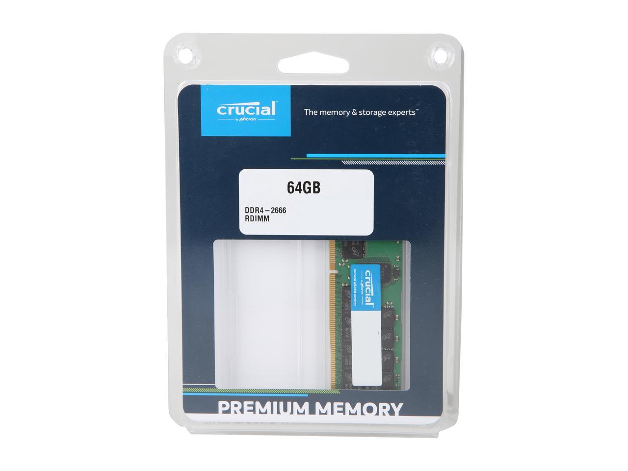 Crucial 64GB 288-Pin DDR4 SDRAM ECC Registered DDR4 2666 (PC4 21300) Server Memory Model CT64G4YFQ426S