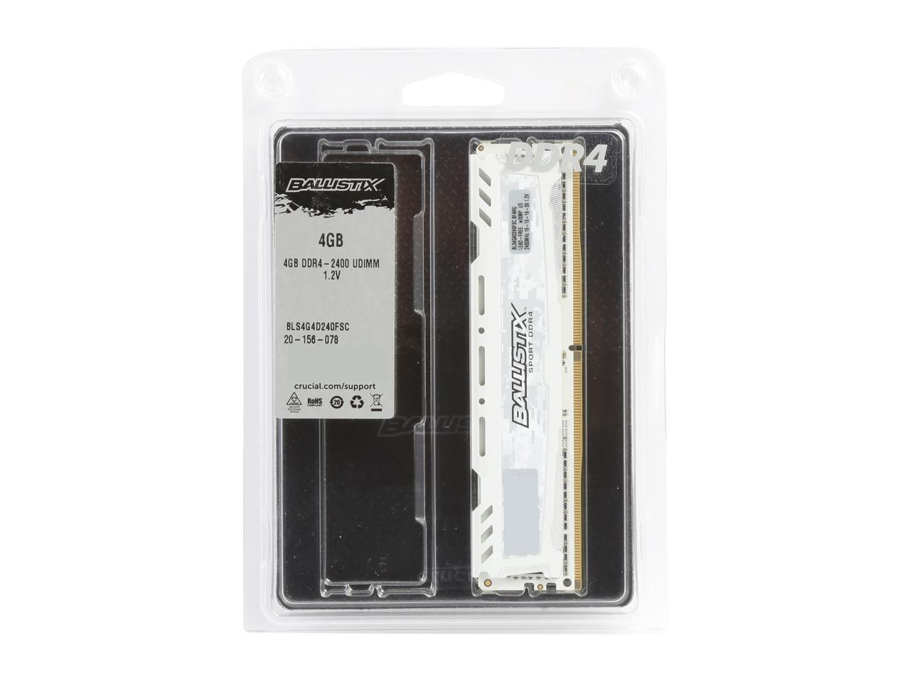 Ballistix Sport LT 4GB 288-Pin DDR4 SDRAM DDR4 2400 (PC4 19200) Desktop Memory
