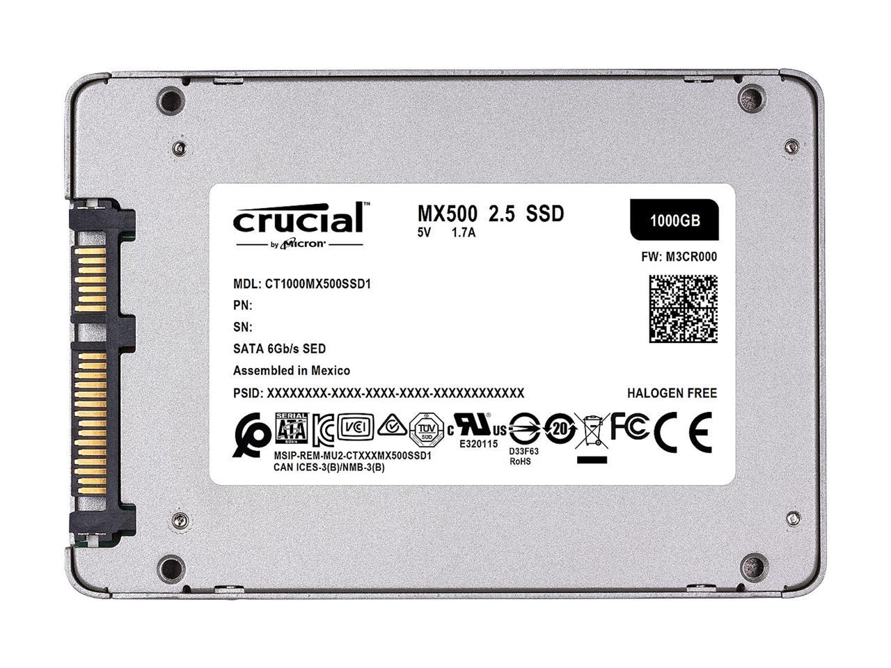 Crucial MX500 1TB 3D NAND SATA 2.5 Inch Internal SSD, up to 560 MB/s - CT1000MX500SSD1