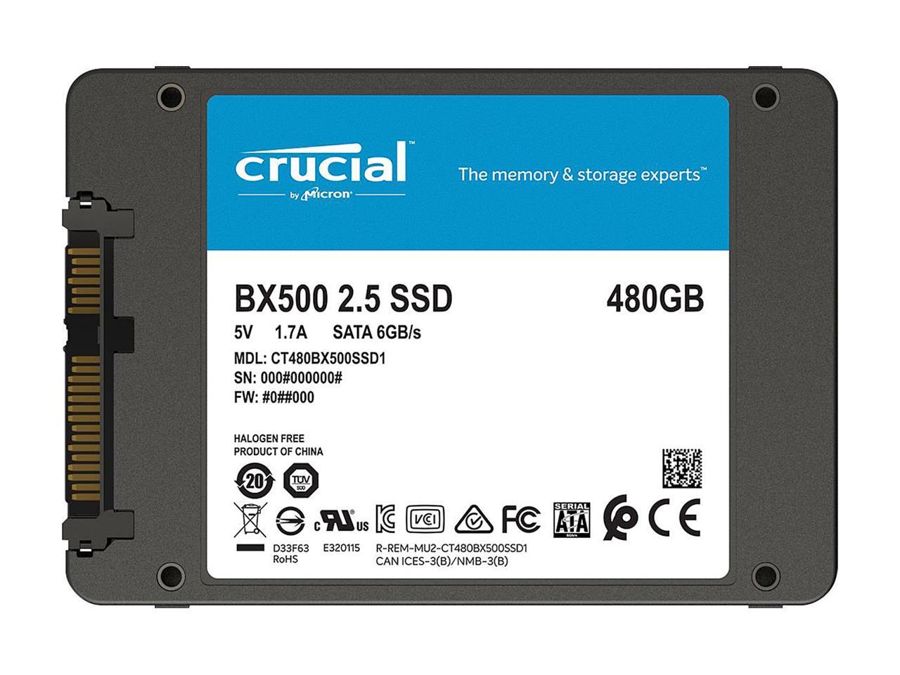 Crucial BX500 480GB 3D NAND SATA 2.5-Inch Internal SSD, up to 540 MB/s - CT480BX500SSD1