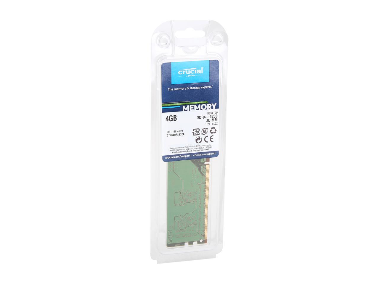 Crucial 4GB 288-Pin DDR4 SDRAM DDR4 3200 (PC4 25600) Desktop Memory Model CT4G4DFS632A