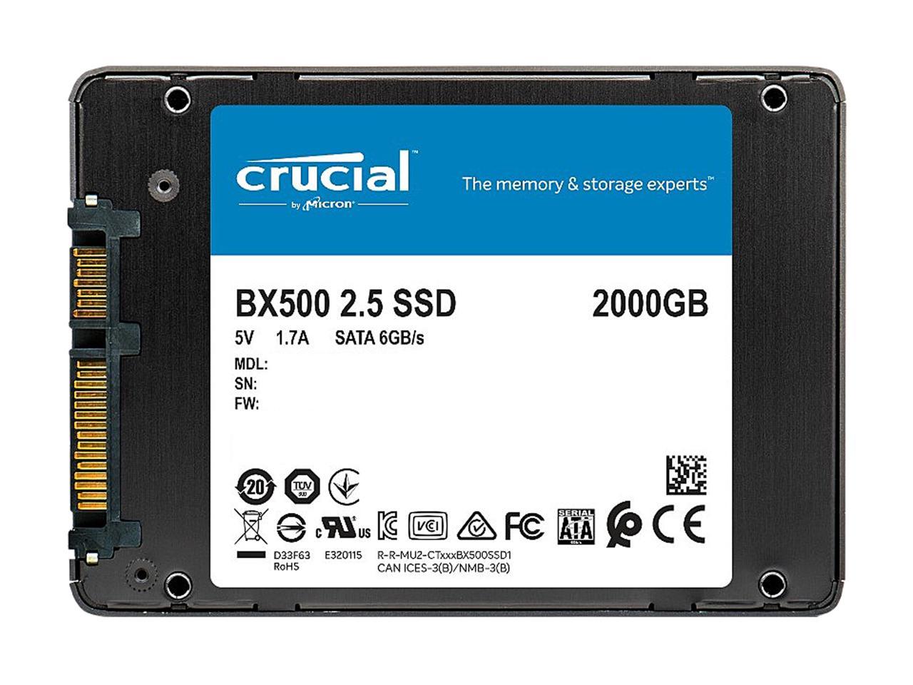 Crucial BX500 2TB 3D NAND SATA 2.5-Inch Internal SSD, up to 540 MB/s - CT2000BX500SSD1