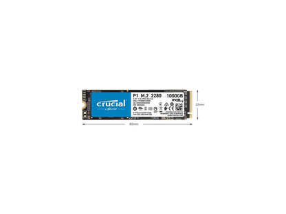 Crucial P1 2TB 3D NAND NVMe PCIe Internal SSD, up to 2000 MB/s - CT2000P1SSD8