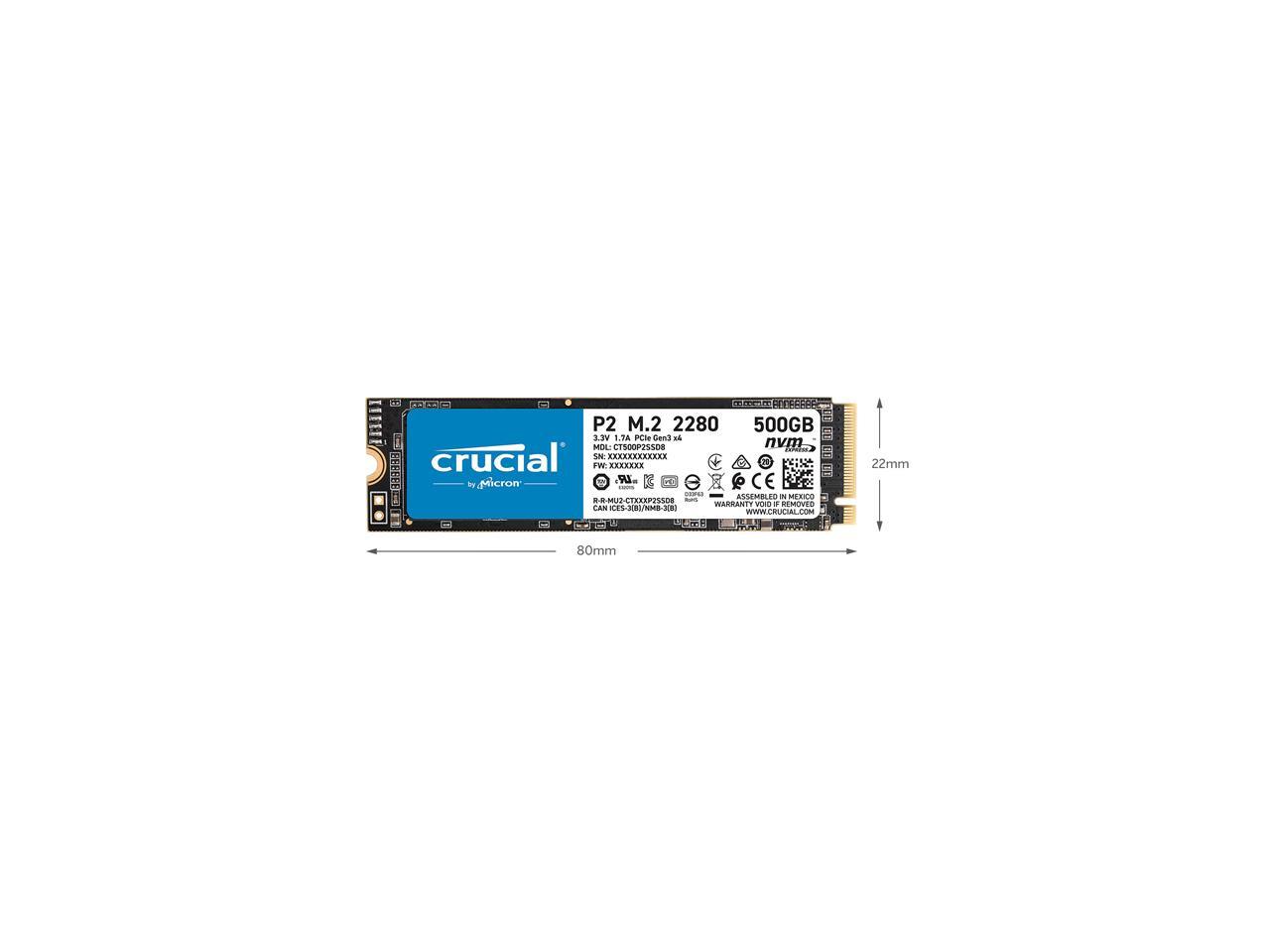 Crucial P2 2TB 3D NAND NVMe PCIe M.2 SSD Up to 2400 MB/s - CT2000P2SSD8