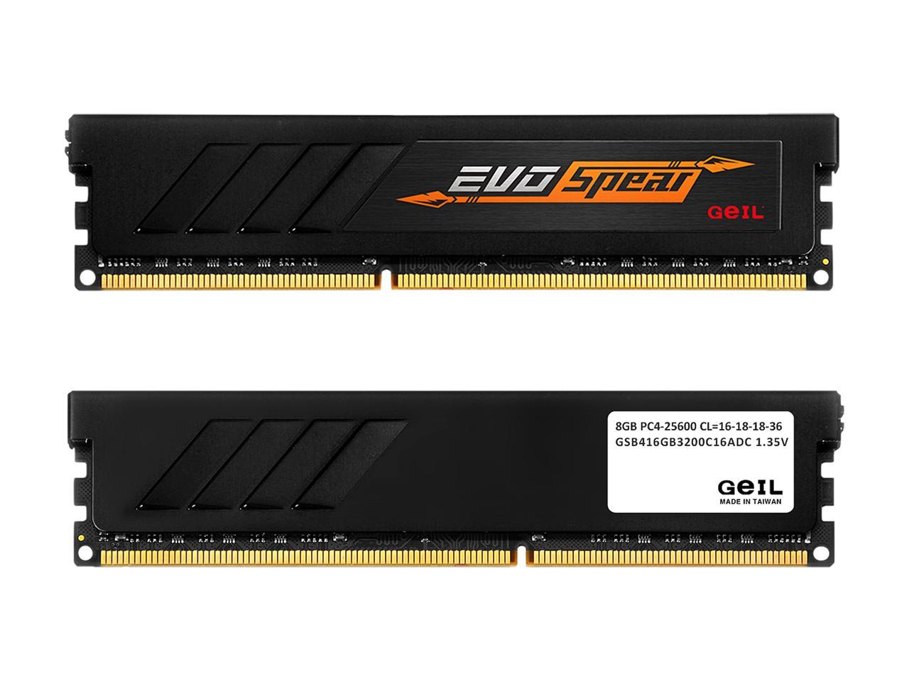 GeIL EVO SPEAR 16GB (2 x 8GB) 288-Pin DDR4 SDRAM DDR4 3200 (PC4 25600) Intel XMP 2.0 Desktop Memory Model GSB416GB3200C16ADC