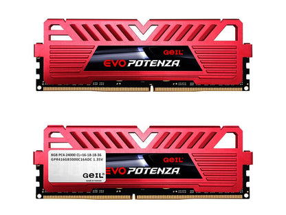 GeIL EVO POTENZA 16GB (2 x 8GB) 288-Pin DDR4 SDRAM DDR4 3000 (PC4 24000) Intel XMP 2.0 Desktop Memory Model GPR416GB3000C16ADC