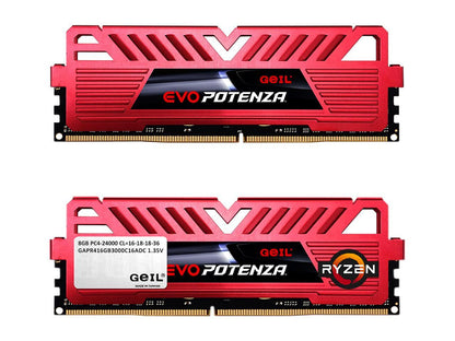 GeIL EVO POTENZA AMD 16GB (2 x 8GB) 288-Pin DDR4 SDRAM DDR4 3000 (PC4 24000) Intel XMP 2.0 Desktop Memory Model GAPR416GB3000C16ADC