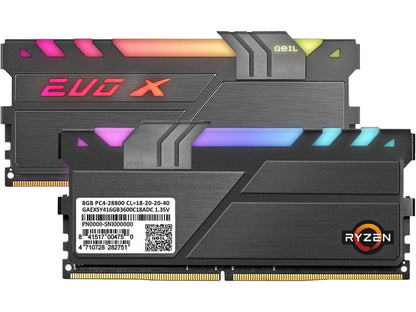 GeIL EVO X II AMD Edition 16GB (2 x 8GB) 288-Pin DDR4 SDRAM DDR4 3600 (PC4 28800) Desktop Memory Model GAEXSY416GB3600C18ADC