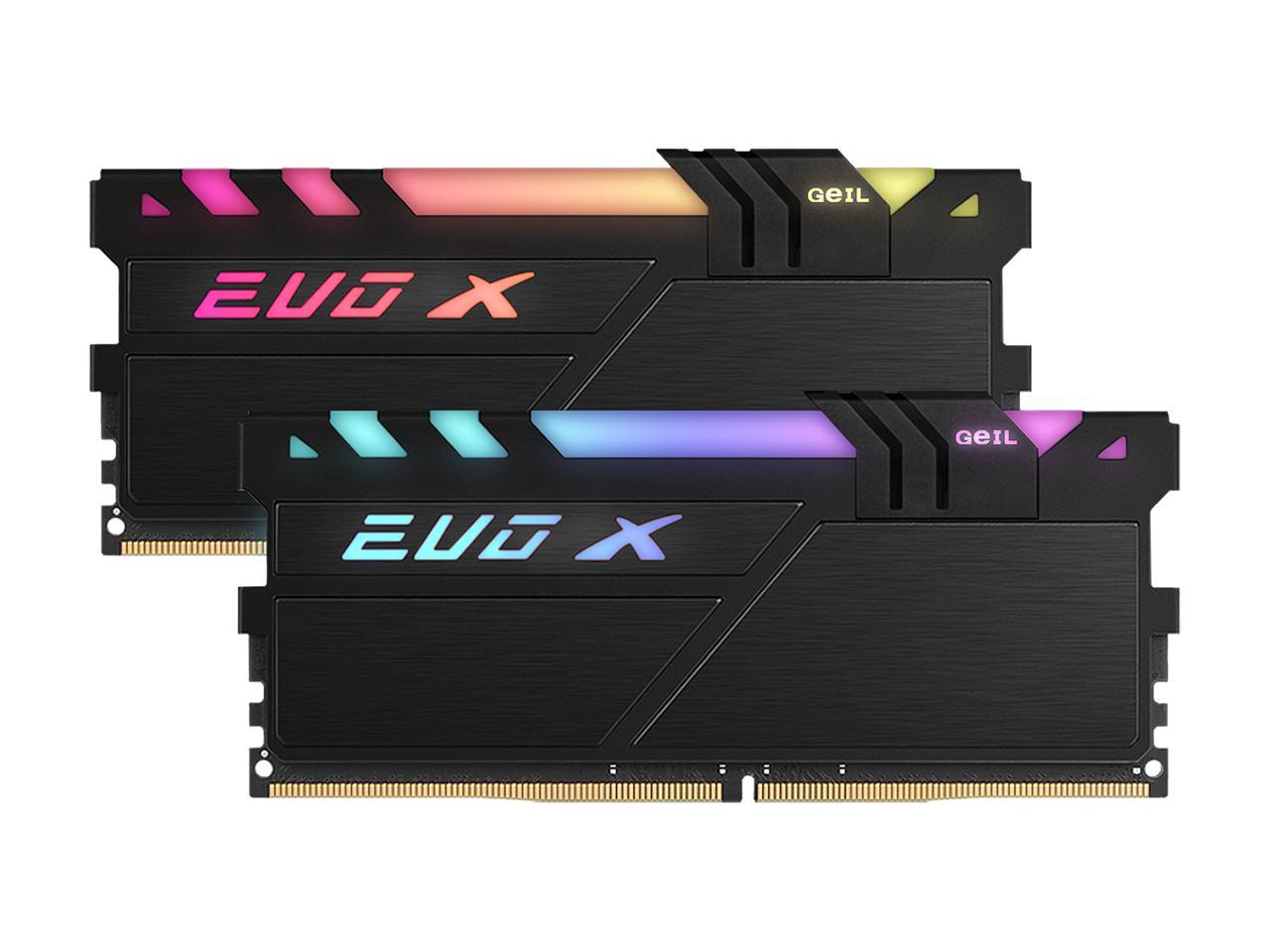 GeIL EVO X II 16GB (2 x 8GB) 288-Pin DDR4 SDRAM DDR4 3600 (PC4 28800) Intel XMP 2.0 Desktop Memory Model GEXSB416GB3600C18ADC