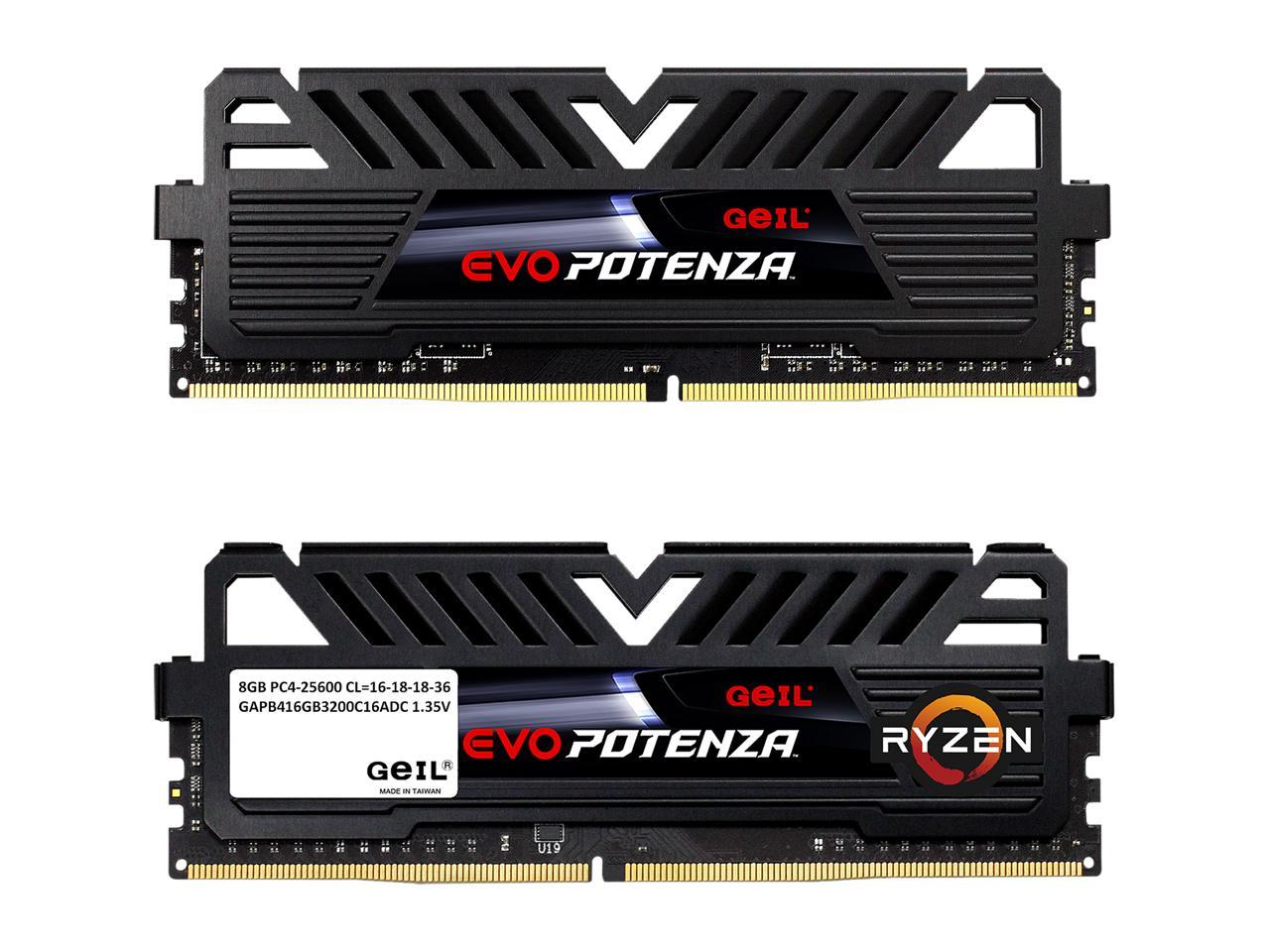 GeIL EVO POTENZA AMD 16GB (2 x 8GB) 288-Pin DDR4 SDRAM DDR4 3200 (PC4 25600) Intel XMP 2.0 Desktop Memory Model GAPB416GB3200C16ADC