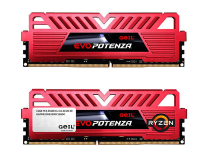 GeIL EVO POTENZA AMD 32GB (2 x 16GB) 288-Pin DDR4 SDRAM DDR4 3200 (PC4 25600) Intel XMP 2.0 Desktop Memory Model GAPR432GB3200C16BDC