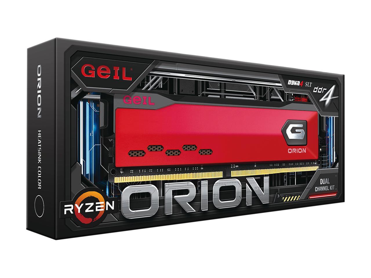 GeIL ORION AMD Edition 32GB (2 x 16GB) 288-Pin DDR4 SDRAM DDR4 3200 (PC4 25600) Intel XMP 2.0 Desktop Memory Model GAOR432GB3200C16BDC
