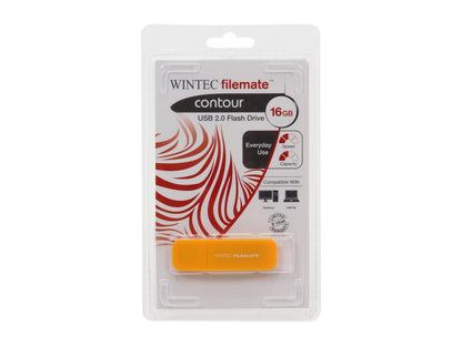 Wintec FileMate Contour 16GB USB 2.0 Flash Drive (Tangerine) Model 3FMSP03U2YL-16G-R