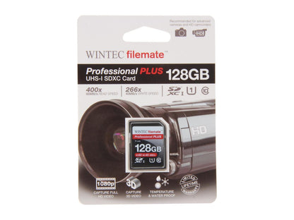 Wintec Professional PLUS 128GB Secure Digital Extended Capacity (SDXC) Flash Card Model 3FMSD128GU1PI-R