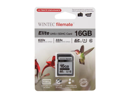 Wintec Filemate Elite 16GB Secure Digital High-Capacity (SDHC) Flash Card Model 3FMSD16GBU1E-R