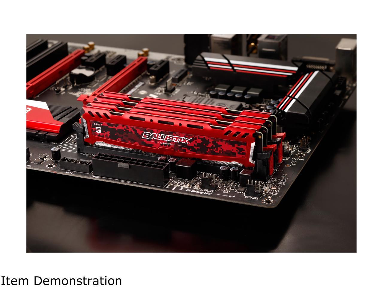 Ballistix Sport LT 16GB Single DDR4 2666 MT/s (PC4-21300) DR x8 DIMM 288-Pin Memory - BLS16G4D26BFSE (Red)