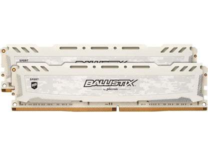 Ballistix Sport LT 32GB Kit (16GBx2) DDR4 2666 MT/s (PC4-21300) DR x8 DIMM 288-Pin - BLS2K16G4D26BFSC (White)