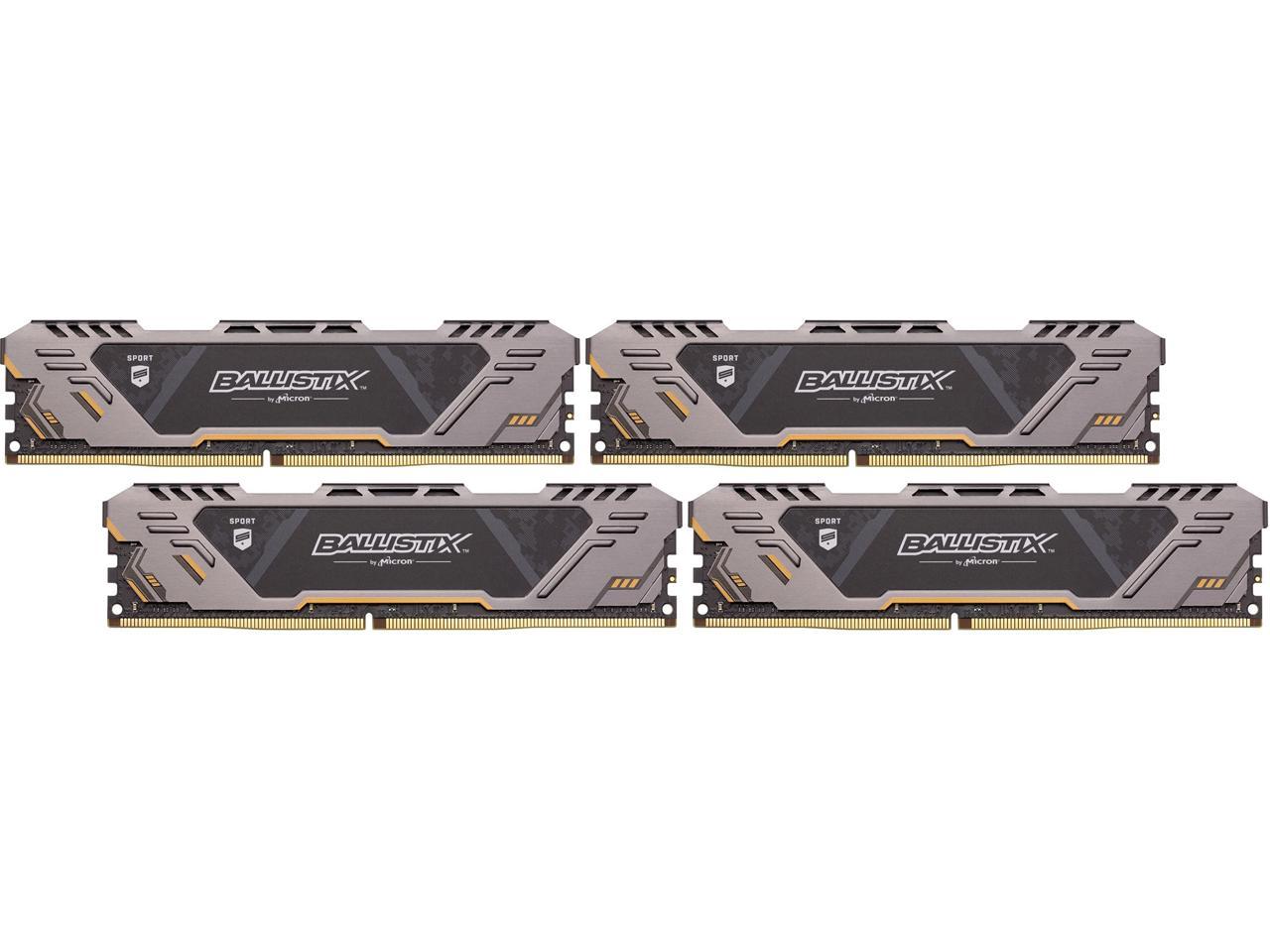 Crucial Ballistix Sport AT 3000 MHz DDR4 DRAM Desktop Gaming Memory Kit 32GB (8GBx4) CL17 BLS4K8G4D30CESTK