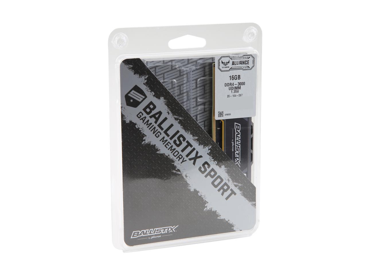 Crucial Ballistix Sport AT 3000 MHz DDR4 DRAM Desktop Gaming Memory Single 16GB CL17 BLS16G4D30CEST