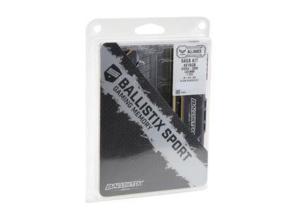 Crucial Ballistix Sport AT 3000 MHz DDR4 DRAM Desktop Gaming Memory Kit 64GB (16GBx4) CL17 BLS4K16G4D30CEST