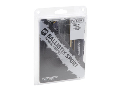 Crucial Ballistix Sport AT 3200 MHz DDR4 DRAM Desktop Gaming Memory Kit 32GB (8GBx4) CL16 BLS4K8G4D32AESTK