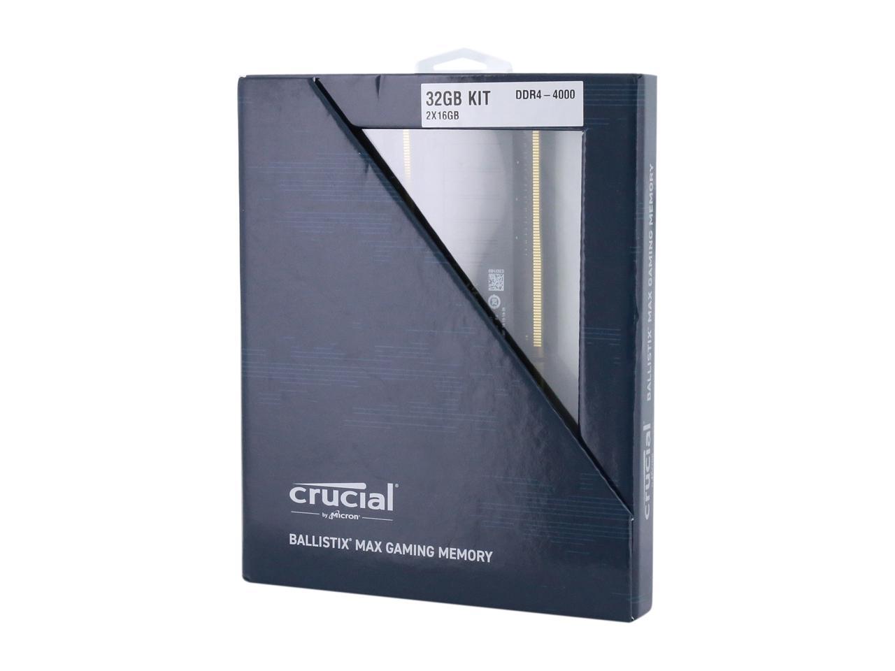 Crucial Ballistix MAX 32GB (2 x 16GB) 288-Pin DDR4 SDRAM DDR4 4000 (PC4 32000) Intel XMP 2.0 Desktop Memory Model BLM2K16G40C18U4B