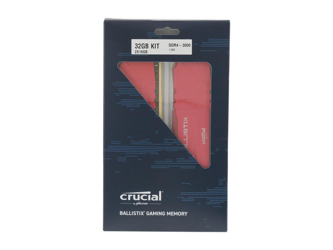 Crucial Ballistix 32GB (2 x 16GB) 288-Pin DDR4 SDRAM DDR4 3000 (PC4 24000) Desktop Memory Model BL2K16G30C15U4R
