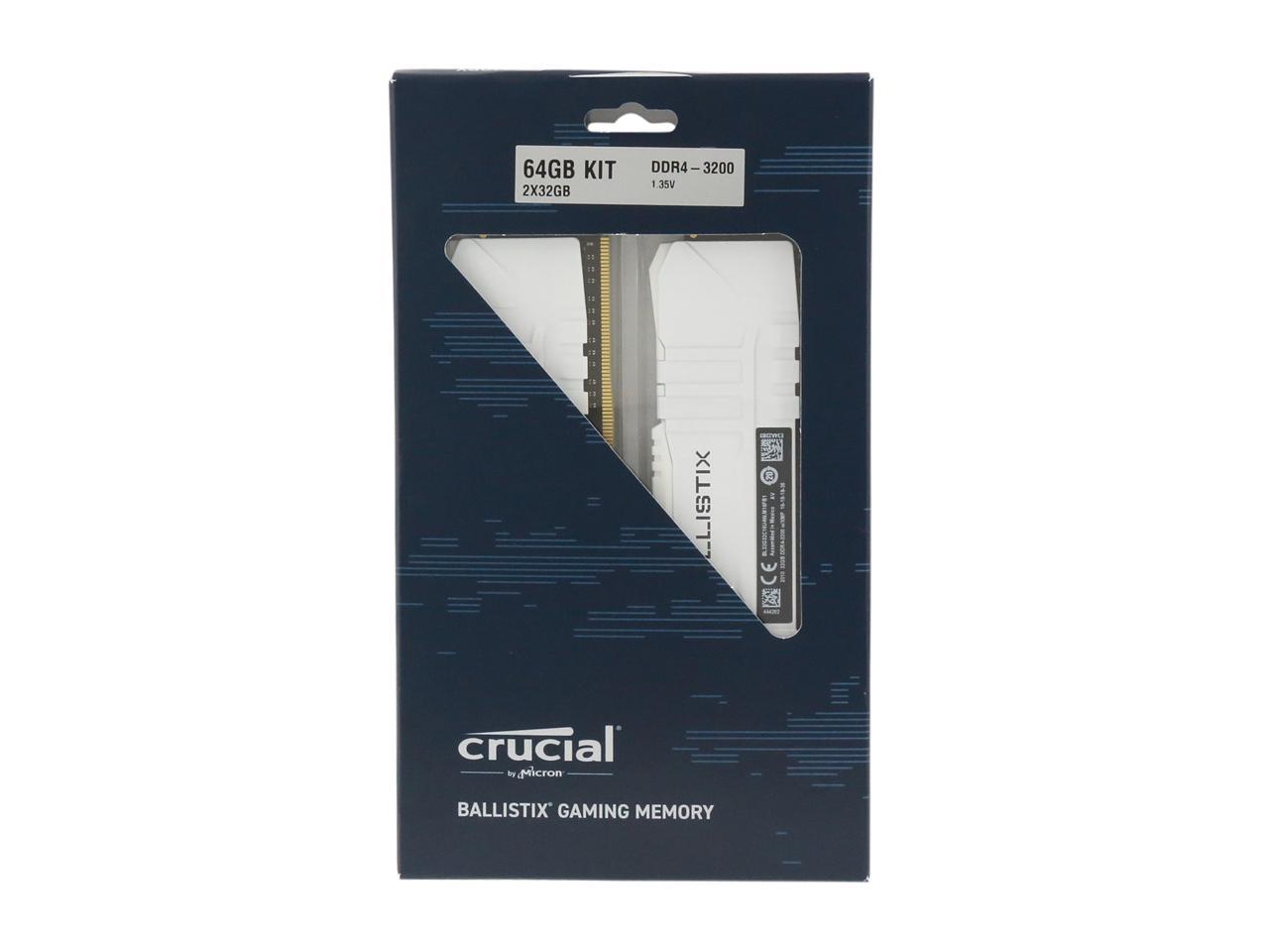 Crucial Ballistix 64GB (2 x 32GB) 288-Pin DDR4 SDRAM DDR4 3200 (PC4 25600) Desktop Memory Model BL2K32G32C16U4W