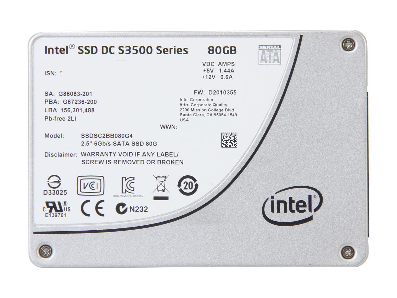 Intel DC S3500 SSDSC2BB080G401 2.5" 80GB SATA III MLC Business Solid State Drive