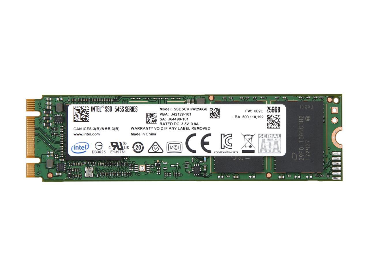 Intel 545s M.2 2280 256GB SATA III 64-Layer 3D NAND TLC Internal Solid State Drive (SSD) SSDSCKKW256G8X1