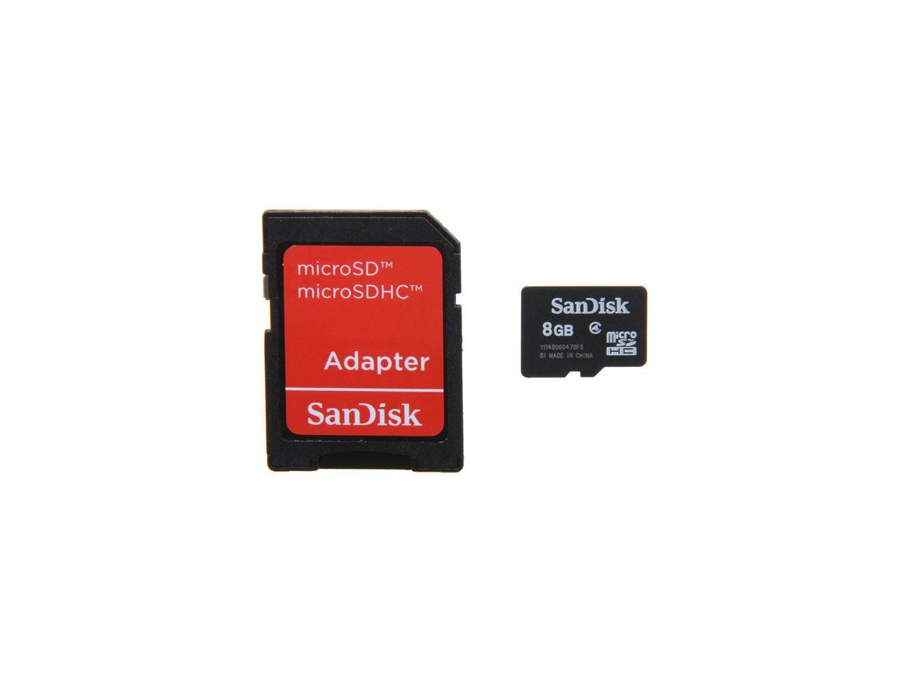 SanDisk 8GB microSDHC Flash Card w/ Adapter Model SDSDQM-008G-B35A