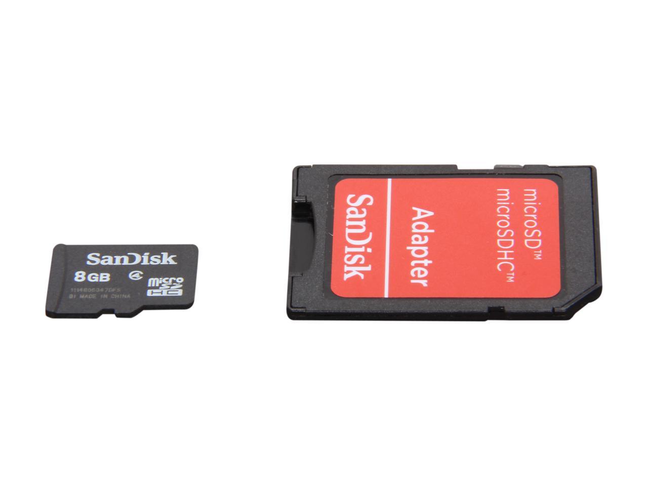 SanDisk 8GB microSDHC Flash Card w/ Adapter Model SDSDQM-008G-B35A