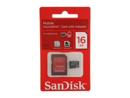 SanDisk 16GB microSDHC Flash Card w/ Adapter Model SDSDQM-016G-B35A