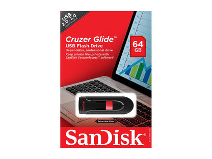 SanDisk 64GB Cruzer Glide CZ60 USB 2.0 Flash Drive (SDCZ60-064G-B35)