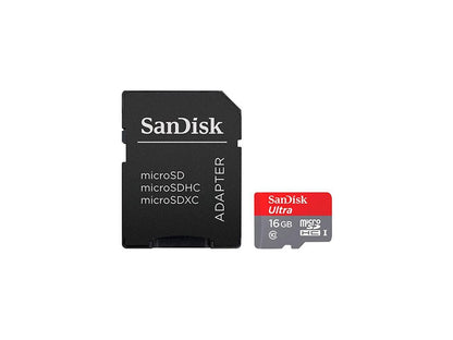 SanDisk 16GB Ultra microSDHC UHS-I/Class 10 Memory Card with Adapter, Speed Up to 80MB/s (SDSQUNC-016G-GN6MA)