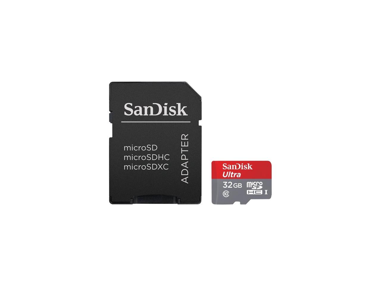 SanDisk 32GB Ultra microSDHC UHS-I / Class 10 Memory Card with Adapter, Speed Up to 80MB/s (SDSQUNC-032G-GN6MA)