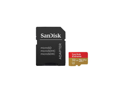SanDisk 32GB Extreme microSDHC UHS-I/U3 Class 10 Memory Card with Adapter, Speed Up to 90MB/s (SDSQXVF-032G-GN6MA)