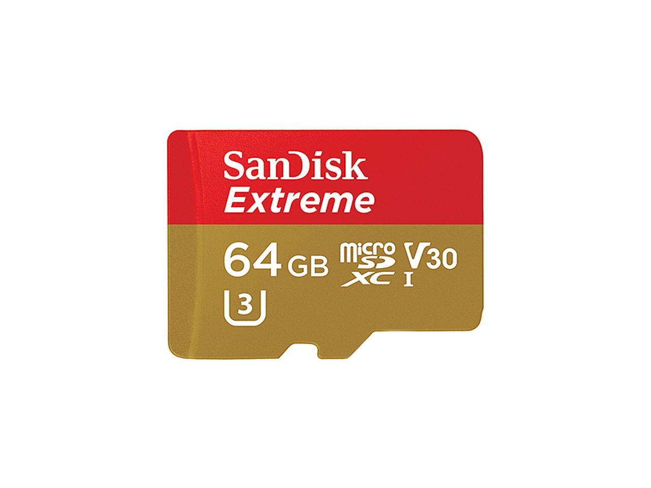 SanDisk 64GB Extreme microSDXC UHS-I/U3 Class 10 Memory Card with Adapter, Speed Up to 90MB/s (SDSQXVF-064G-GN6MA)