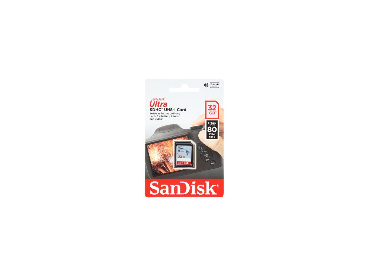 SanDisk 32GB Ultra SDHC UHS-I / Class 10 Memory Card, Speed Up to 80MB/s (SDSDUNC-032G-GN6IN)