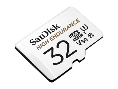 SanDisk 32GB High Endurance microSDHC C10, U3, V30, 4k UHD Memory Card with Adapter (SDSQQNR-032G-GN6IA)