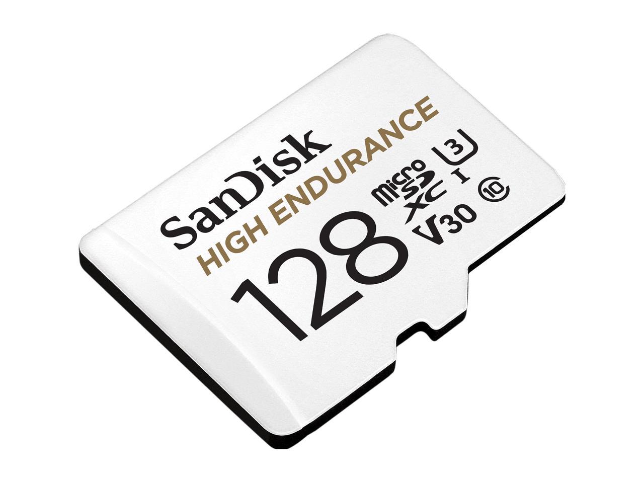 SanDisk 128GB High Endurance microSDXC C10, U3, V30, 4k UHD Memory Card with Adapter (SDSQQNR-128G-GN6IA)