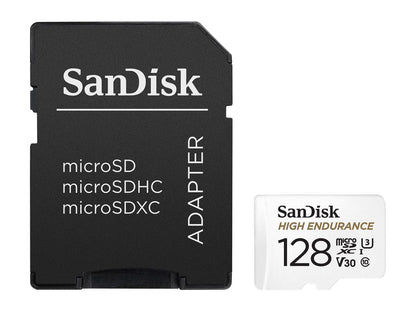 SanDisk 128GB High Endurance microSDXC C10, U3, V30, 4k UHD Memory Card with Adapter (SDSQQNR-128G-GN6IA)