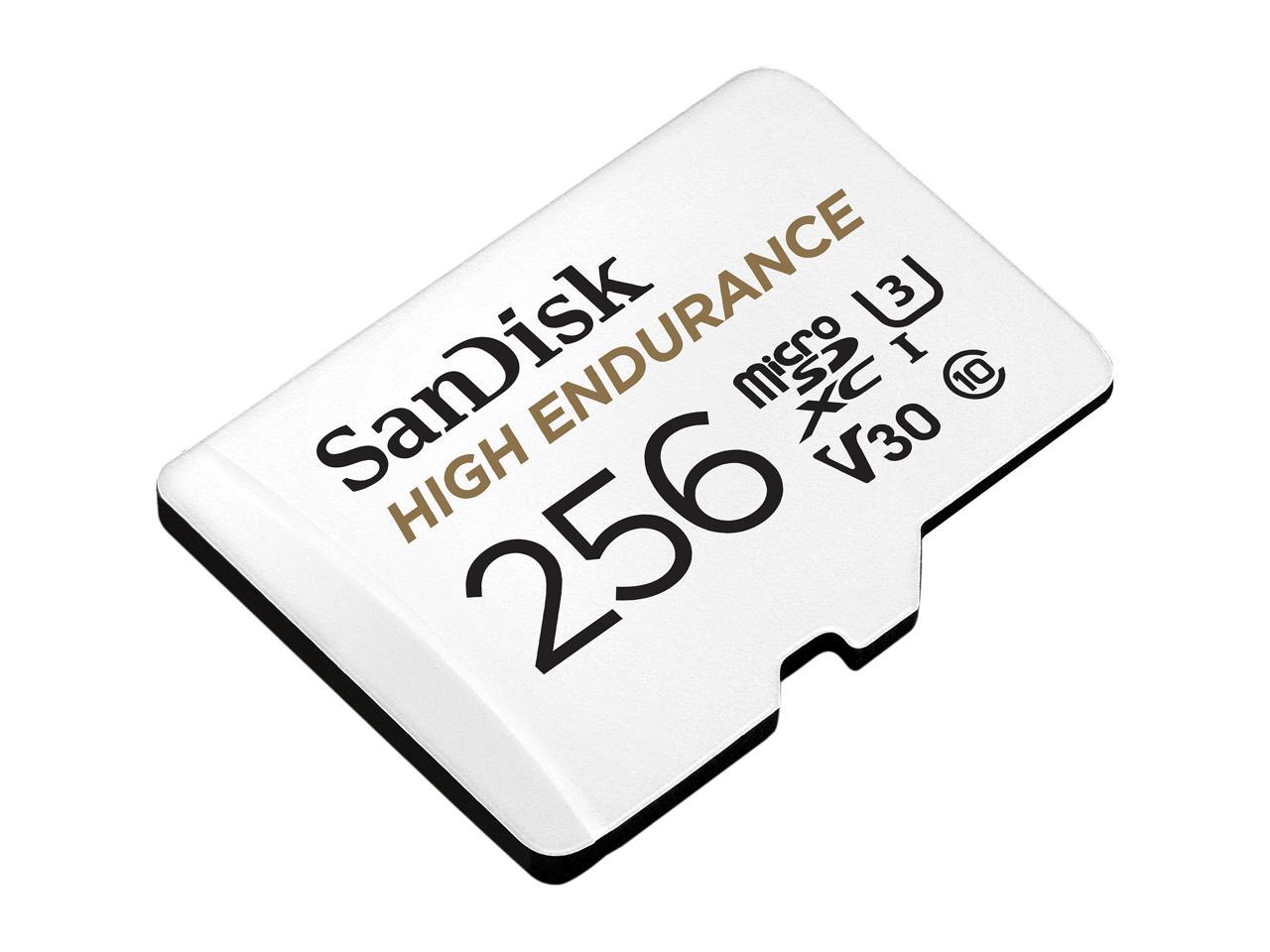 SanDisk 256GB High Endurance microSDXC C10, U3, V30, 4k UHD Memory Card with Adapter (SDSQQNR-256G-GN6IA)