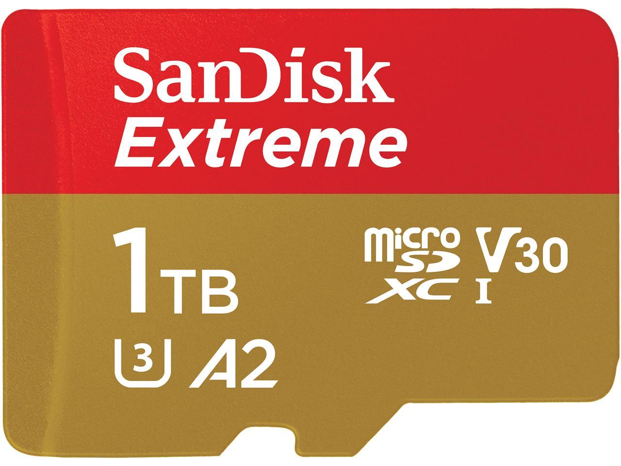 SanDisk 1TB Extreme microSDXC UHS-I/U3 A2 Memory Card with Adapter, Speed Up to 160MB/s (SDSQXA1-1T00-GN6MA)