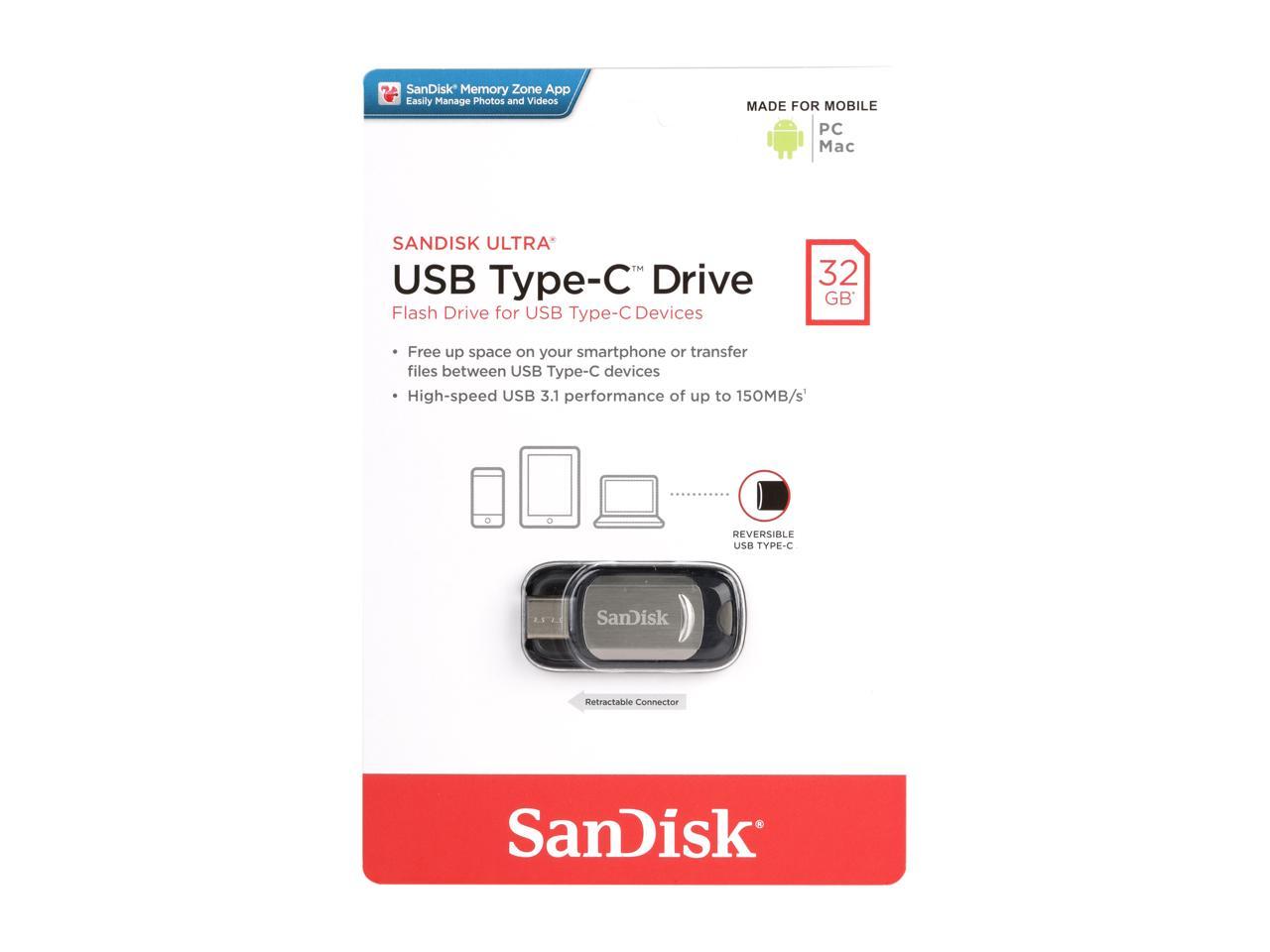 SanDisk 32GB Ultra USB Type-C Flash Drive, Speed Up to 150MB/s (SDCZ450-032G-G46)