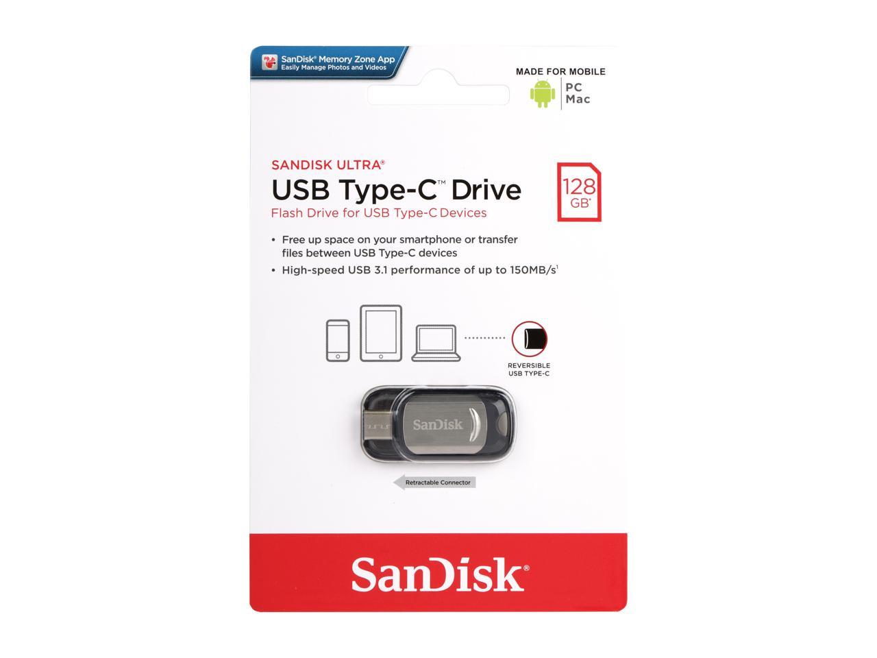 SanDisk 128GB Ultra USB Type-C Flash Drive, Speed Up to 150MB/s (SDCZ450-128G-G46)