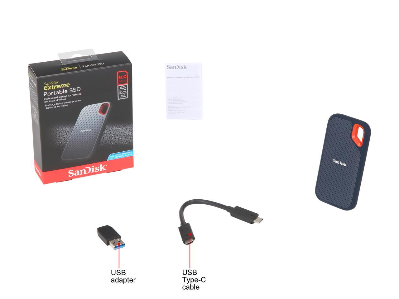 SanDisk 500GB Extreme Portable External SSD - Up to 550 MB/s - USB-C, USB 3.1 - SDSSDE60-500G-G25