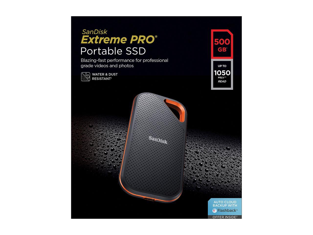 SanDisk 500GB Extreme PRO Portable External SSD - Up to 1050 MB/s - USB-C, USB 3.1 - SDSSDE80-500G-A25