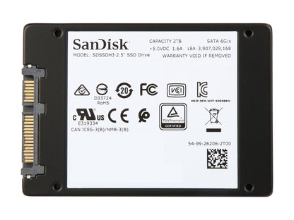 SanDisk Ultra 3D 2.5" 2TB SATA III 3D NAND Internal Solid State Drive (SSD) SDSSDH3-2T00-G25